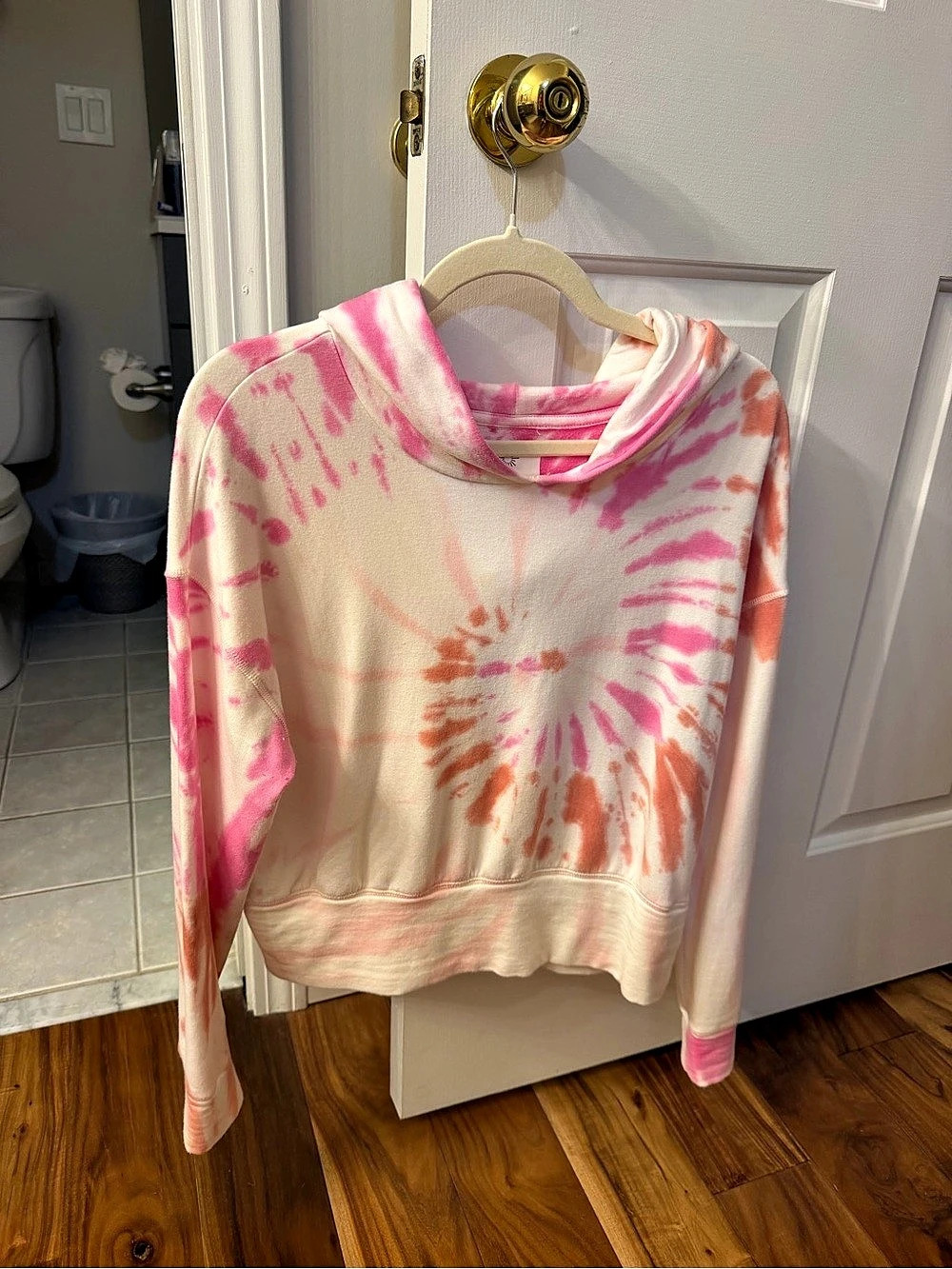 Offline by Aerie Tie Dye Hoodie Pink & Cream Size Small